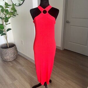 Ted Baker Sionna Rib Knit Bodycon Dress Red Halter Sz 4 Cocktail Party RT $259